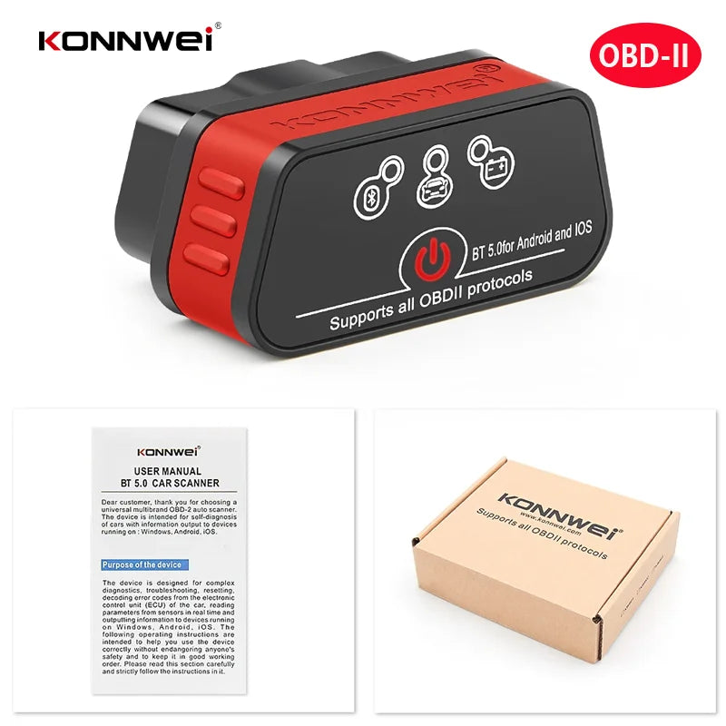 2026 New KONNWEI KW901 ELM327 V1.5 Bluetooth5.0 Car Auto OBD2 Scanner Android/IOS Car Diagnostic Tool Code Reader pk Vgate ICAR2