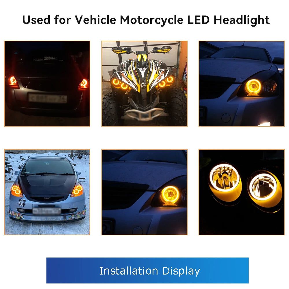 1Pair COB Angel Eyes Halo Rings For LED Car Motorcycle Scooter Headlights 12V With Cover 60mm 80mm 120mm 70mm 90mm 100mm 110mm