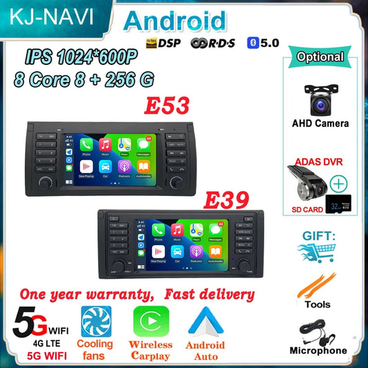 Android OS Auto Radio GPS Navigation for BMW X5 E53 5 Series E39 M5 1996-2007 DSP Car Multimedia Player Stereo WIFI Cooling Fan