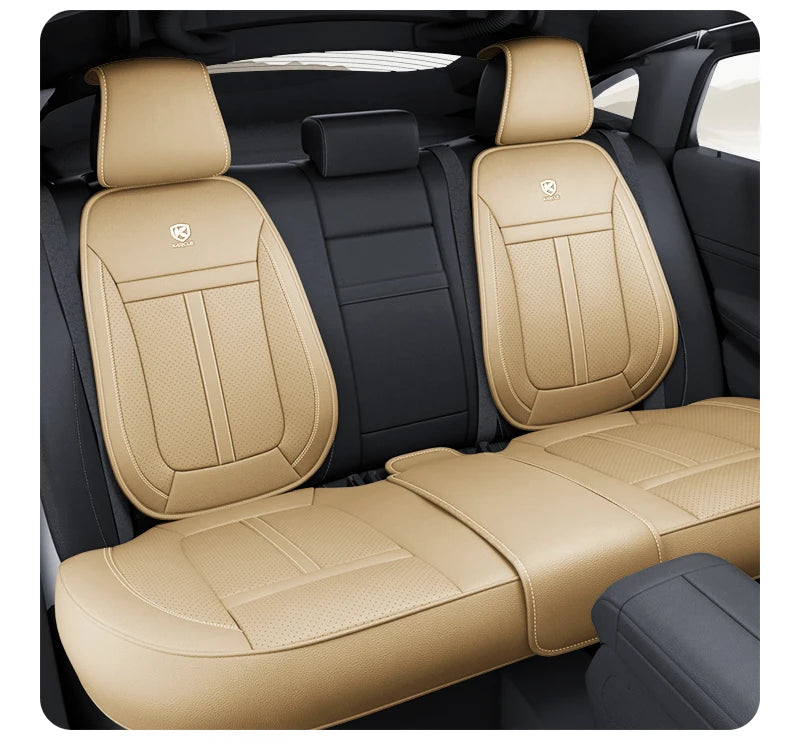 Nappa Leather Car Seat Cover Full Set 5 Seater Breathable Seat Cushion Cover Anti-Slip Full Wrap Driver Car Seat Protectors