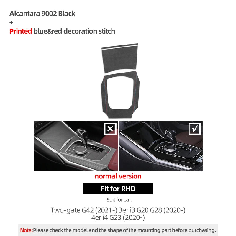 For BMW G20 G23 G28 G42 i3 Made of Alcantara Center Gear Shift Panel Trim Cover M Performance Sticker Car Interior Accessories