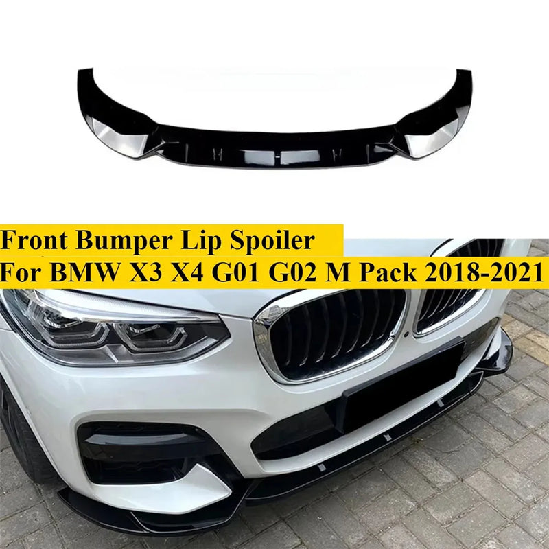 Gloss black front bumper lip for BMW X3 G01 and X4 G02 M Sport