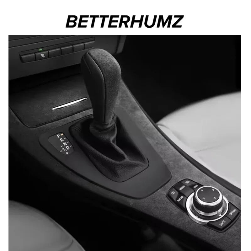Suede-look gear shift panel cover for BMW E90, E92 and E93
