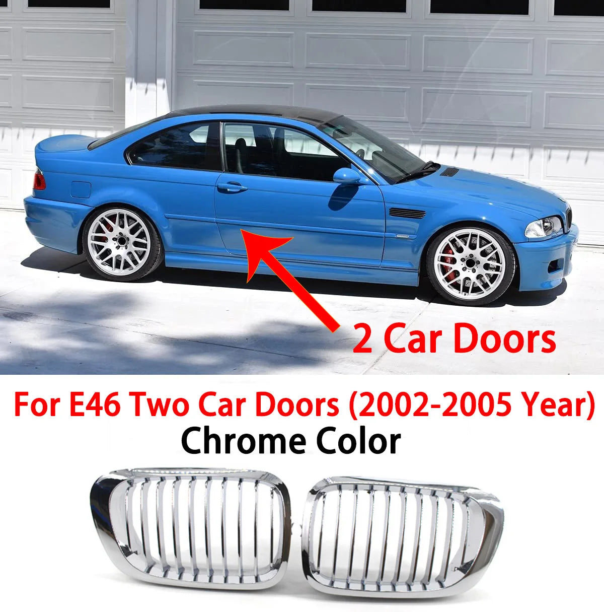 E46 Grille Front Kidney Grill For BMW 3 Series 2002-2005 E46 4-Door 320i 325i 325xi 330i 330xi Double Slats Black Grill