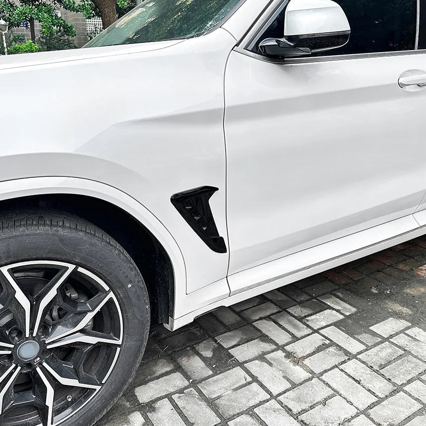 Car Side Fender Spoiler Wind Knife Side Gills Air Vent Decorative Side Wing Stickers For BMW X3 X4 G01 G02 M Sport 2018-2023+