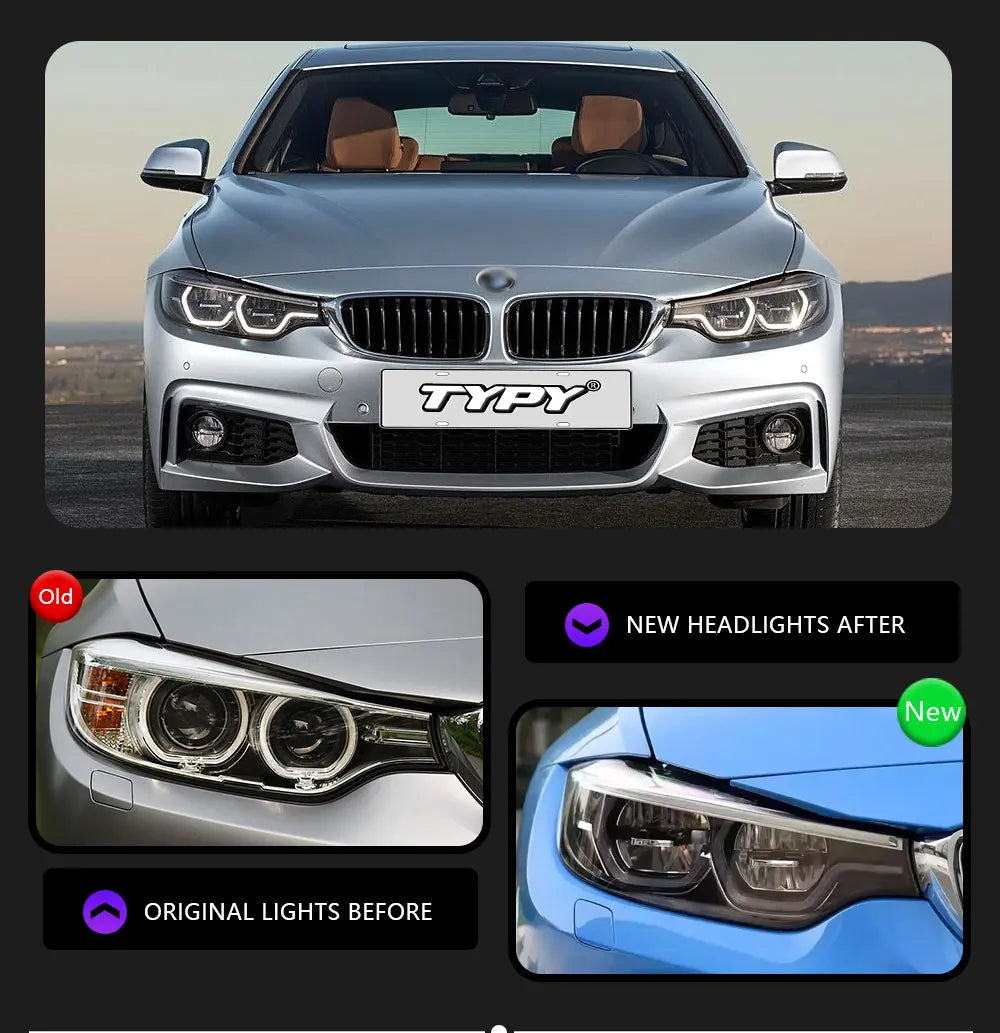 TYPY Head Lamp for BMW F32 F36 M4 F82 LED Headlight 2013-2019 Headlights 425I DRL Turn Signal High Beam Angel Eye Projector Lens