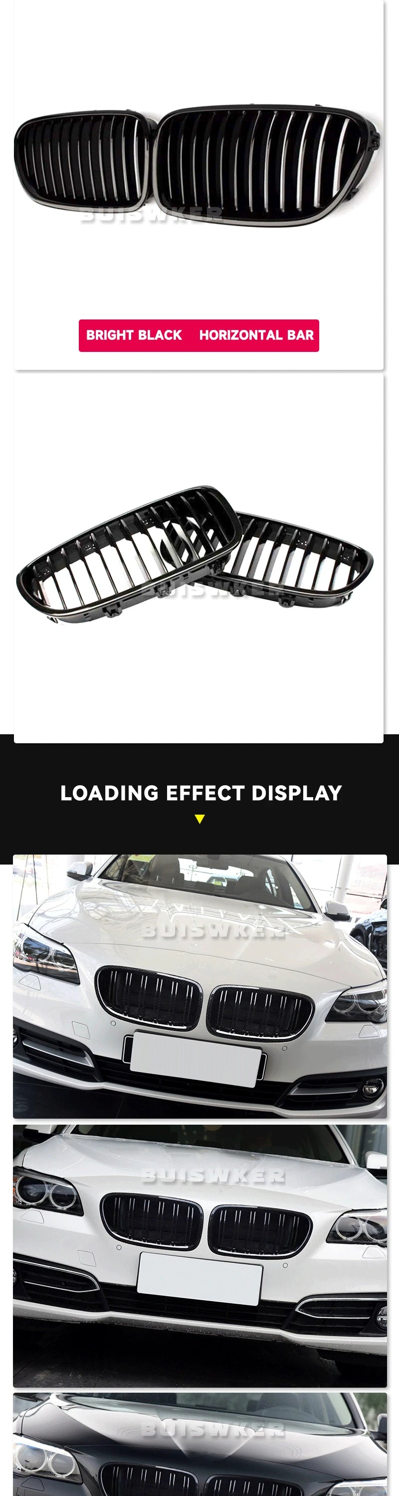 Car Gloss Black Kidney Grill Dual Slats Racing Grill For BMW 5 Series F10 F11 F18 520d 530d 540i 2010-2017 Replacement Part