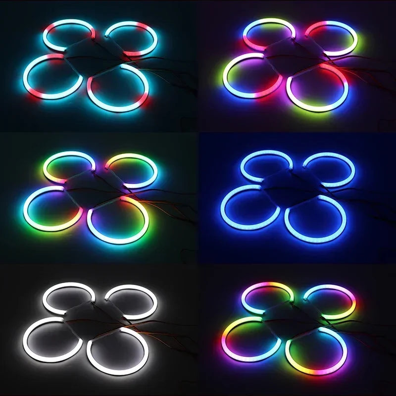 For BMW 3 5 7 Series E46 E39 E38 Colorful RGBW Cotton LED Angel Eyes Revolving Dynamic Light Sequential Flowing with Turn Signal