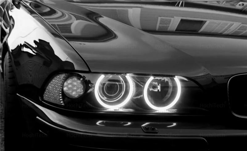 For BMW 5 Series E39 525i 528i 530i 540i White Yellow Dual and White Cotton LED Angel Eyes Kit  Ring DRL Turn Signal Light