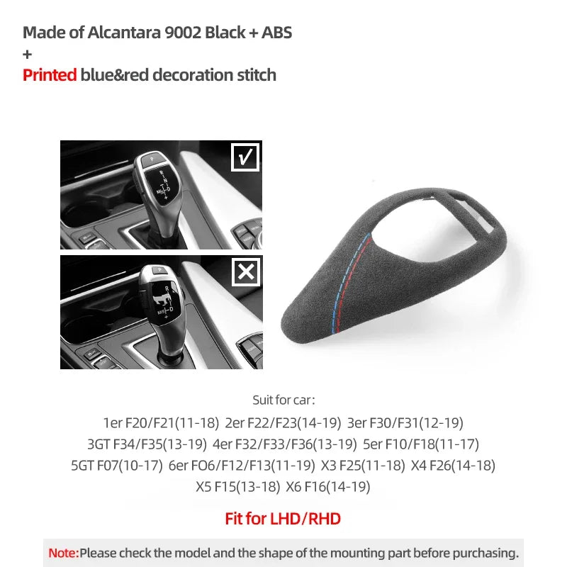 Betterhumz Car Gear Shift Knob Cover Trim for BMW F20 F30 F10 F31 F32 F36 F34 F22 X3 X4 X5 X6 Suede Panel Interior Accessories