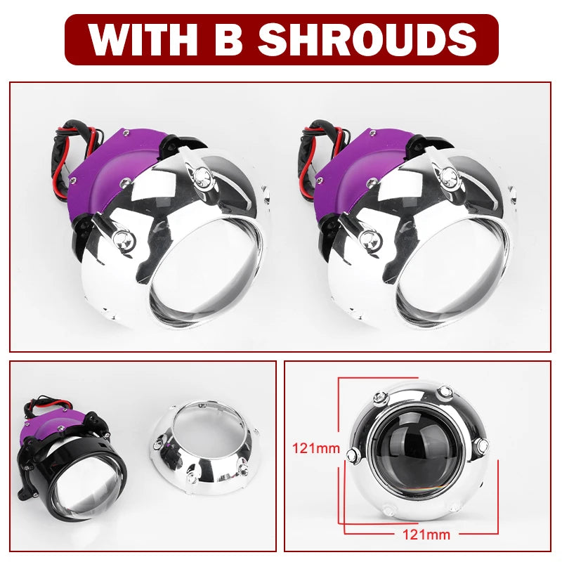 12+6pc Chips 3.0 Inch Bi Led Projector Lens Halo Lights H4 H7 9005 9006 Car Headlights Hella 3R G5 Angel Eyes High Low Beam LED