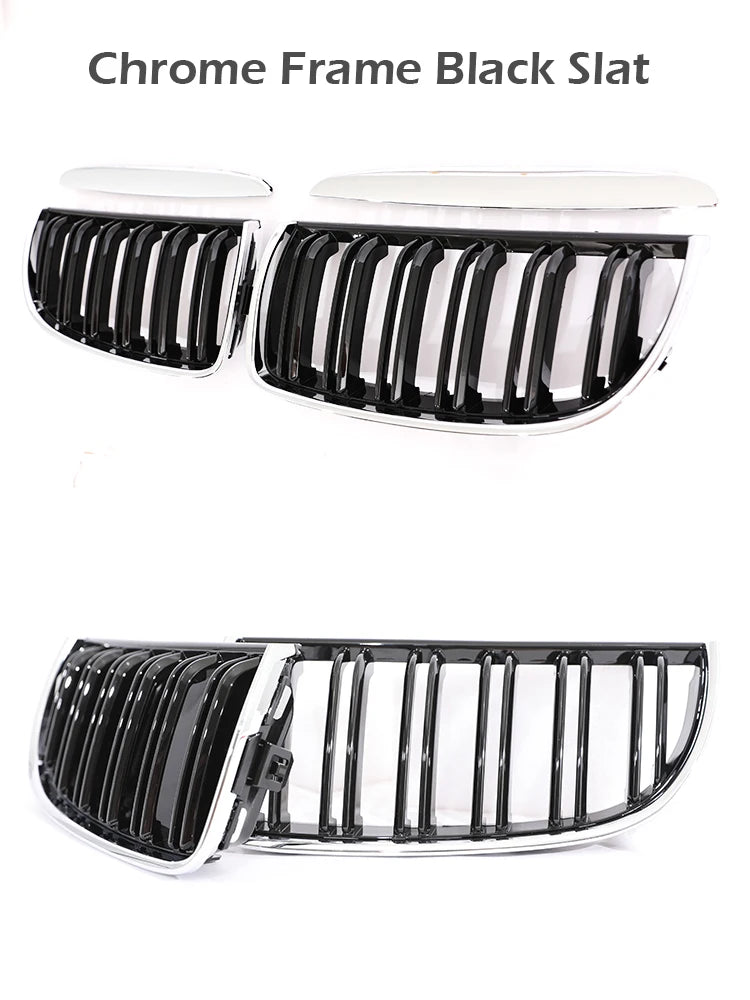 Kidney Front Grill Carbon Fiber M Color Chrome Gloss Matte Black Grille For BMW 3 Series E90 E91 Pre-Facelift 2005-2008 320i 330