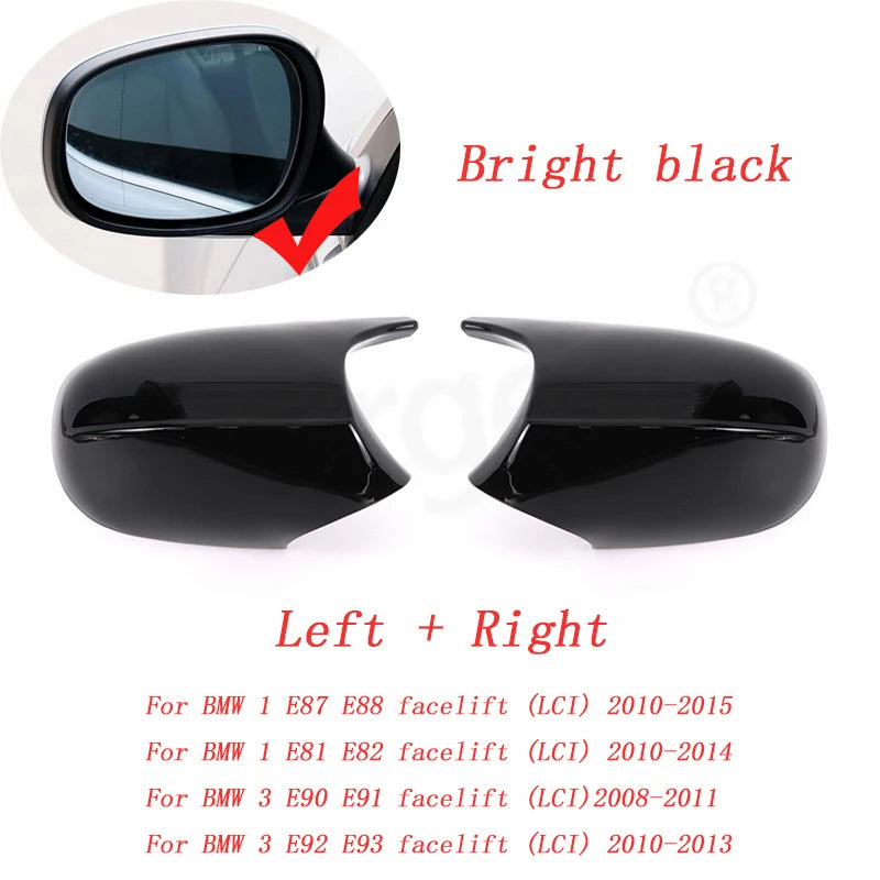 Carbon Fiber Pattern Black Side Mirror cover Caps Replacement for BMW E90 E91 2005-2011 E92 E93 2006-2013 E81 E82 E88 E87 E88
