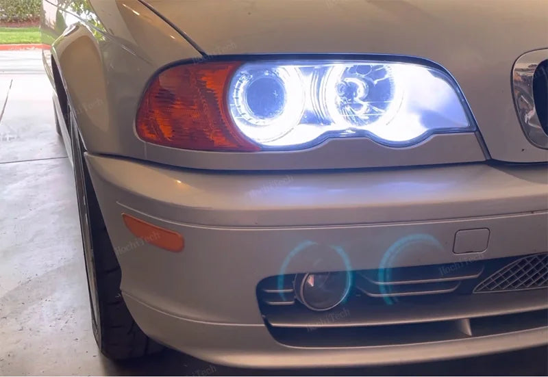 For BMW 3 5 7 Series E46 E39 E38 Colorful RGBW Cotton LED Angel Eyes Revolving Dynamic Light Sequential Flowing with Turn Signal