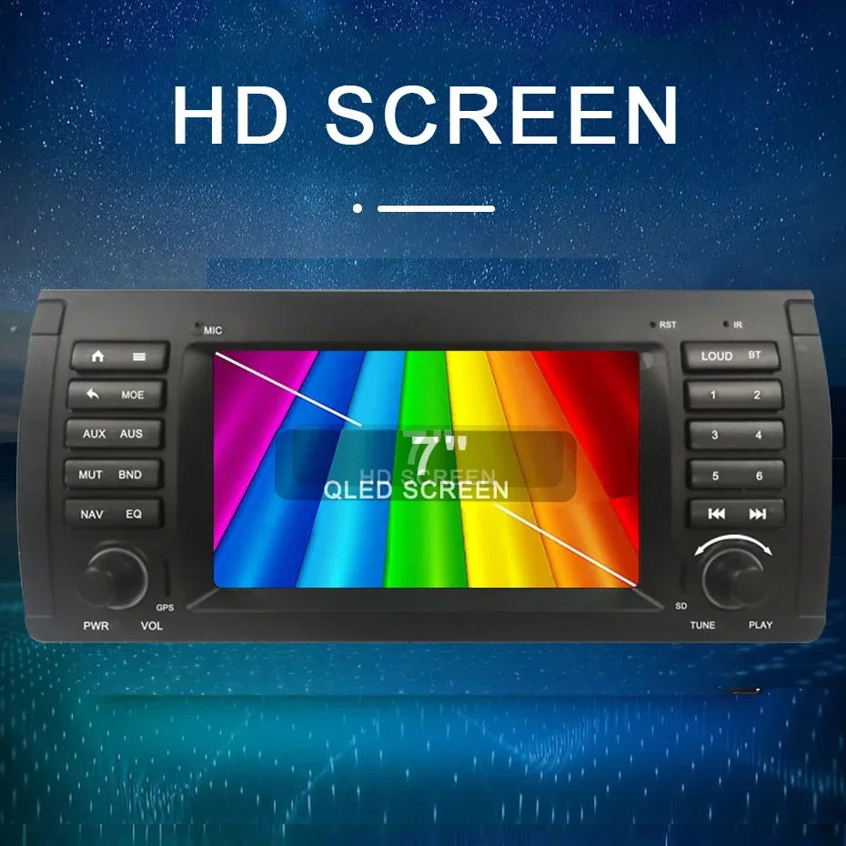 Carplay Android 15 Auto Car Radio Multimedia 7'' Screen For BMW 5 Series E39 X5 E53 M5 1995-2007 2 din autoradio Stereo 4G LTE