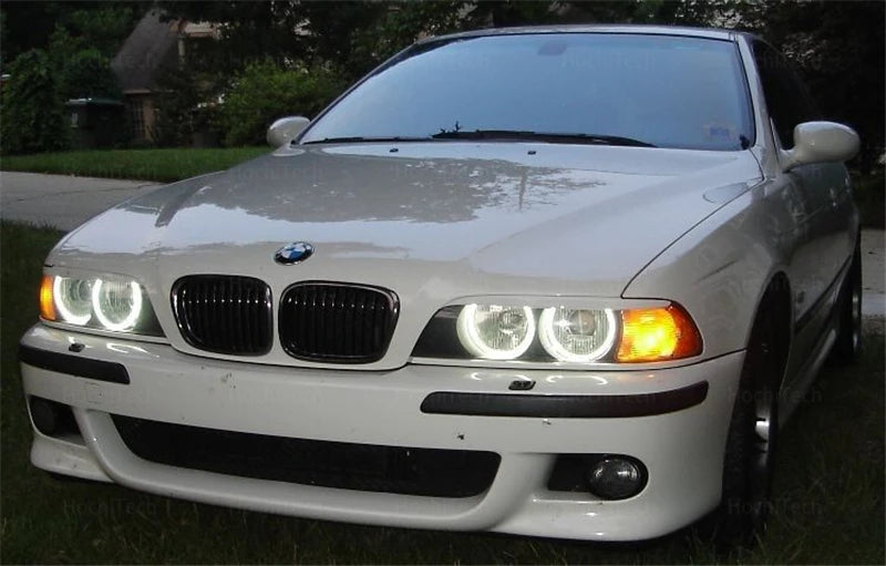 For BMW 5 Series E39 525i 528i 530i 540i White Yellow Dual and White Cotton LED Angel Eyes Kit  Ring DRL Turn Signal Light