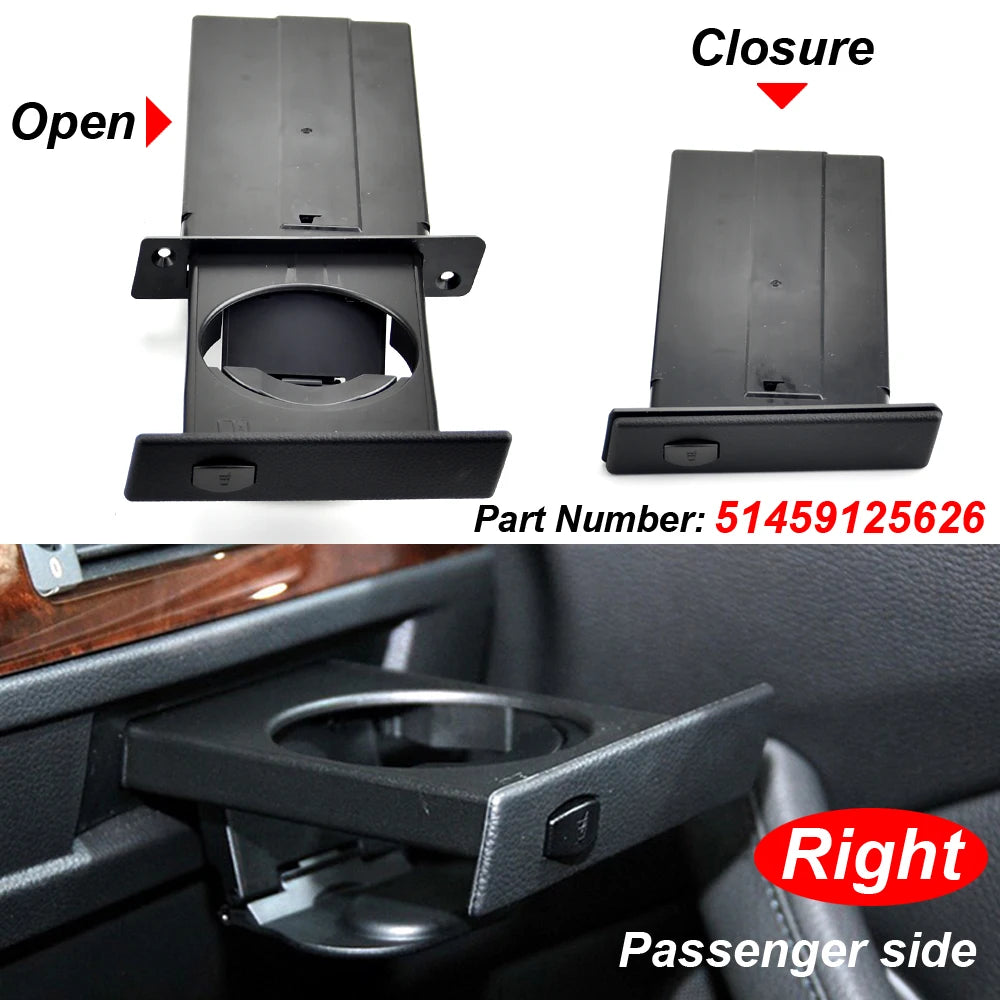 Auto Parts 51459125622 Front Left Right Cup Holder Drink Rack Black Holders For BMW E60 E61 5 Series 520i 525i 528i 2003-2010