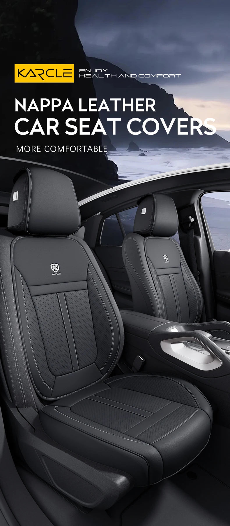 Nappa Leather Car Seat Cover Full Set 5 Seater Breathable Seat Cushion Cover Anti-Slip Full Wrap Driver Car Seat Protectors