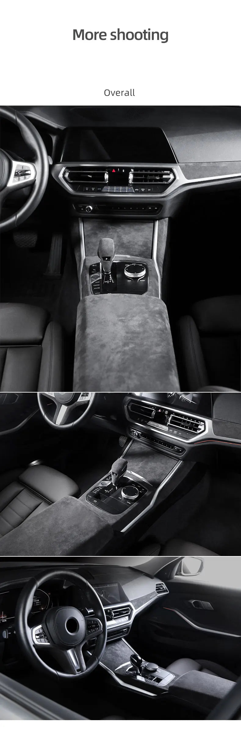 For BMW G20 G28 G23 Serie 3 4 Made of Alcantara Center Console Gear Shift Knob Panel Cover Trim Sticker Car Interior Accessories