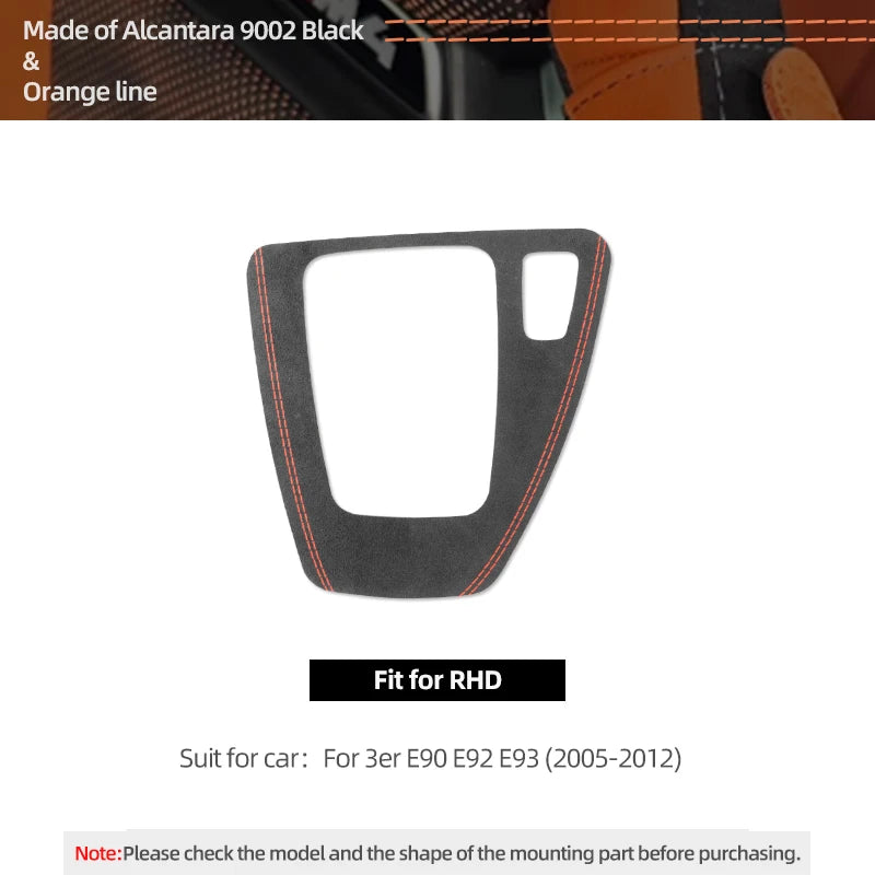 For BMW Series 3 E90 E92 E93 2005-2012 Car Interior Gear Shifter Panel Trims Stickers Made of Alcantara Performance Accessories