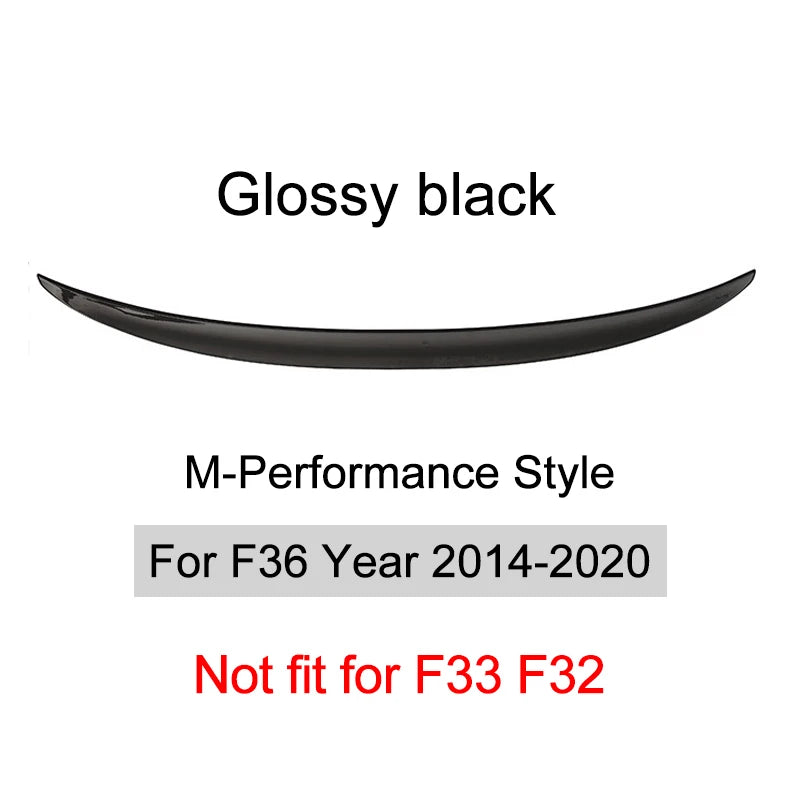 For BMW 4 Series F32 F33 F36 2014-2020 Carbon Fiber Rear Bumper Lip Trunk Spoiler  MP M4 PSM Style Wing Tail Kit Gloss Black