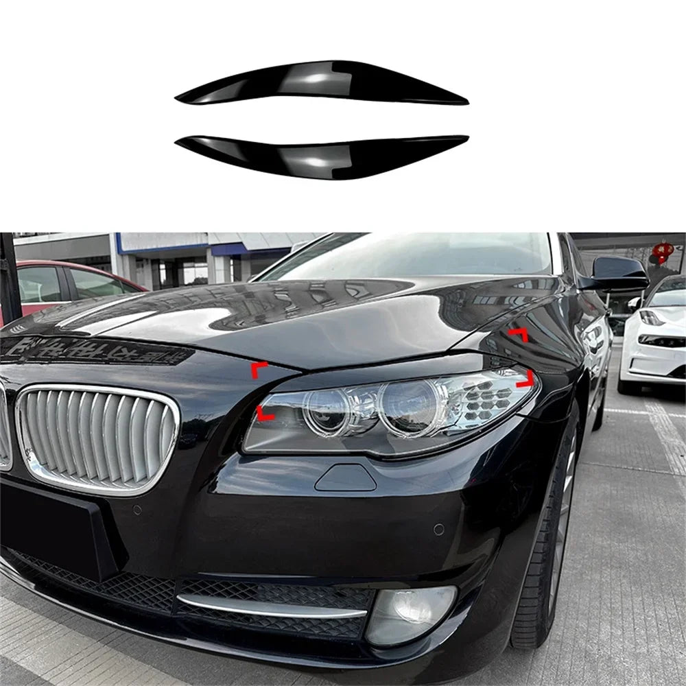 2Pcs ABS Gloss Headlight Evil Eyebrows Eyelids For BMW F10 F11 5 Series 518d 520d 523i 530i 530d 550i M5 2009-2017 3D Stickers