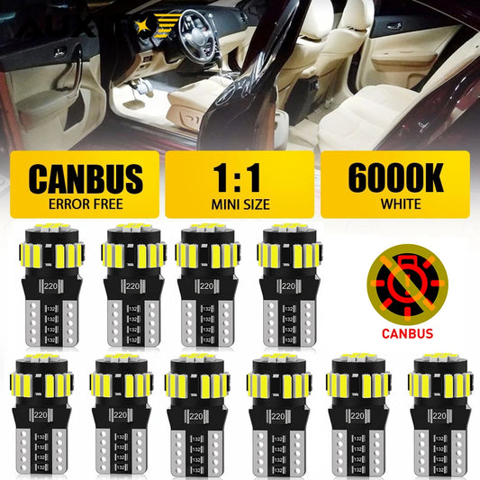 AUXITO 10/8/6/4/2Pcs Canbus T10 W5W 194 501 Led No Error 5W5 Car Interior Light SMD 4014 Chip Pure White Instrument Lights Bulb