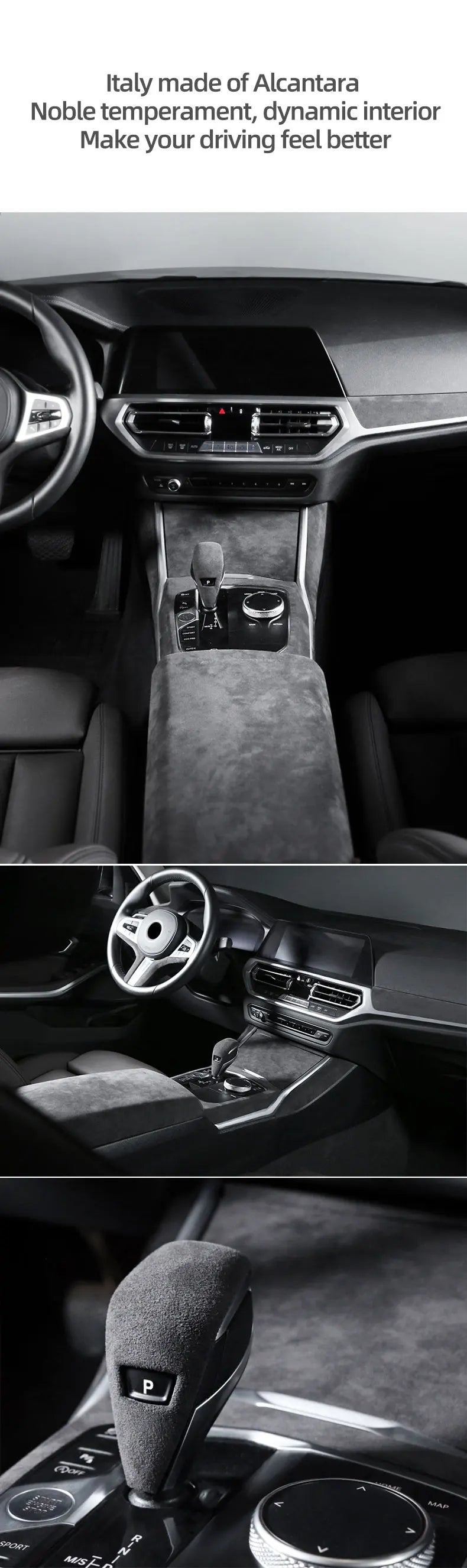 For BMW G20 G28 G23 Serie 3 4 Made of Alcantara Center Console Gear Shift Knob Panel Cover Trim Sticker Car Interior Accessories