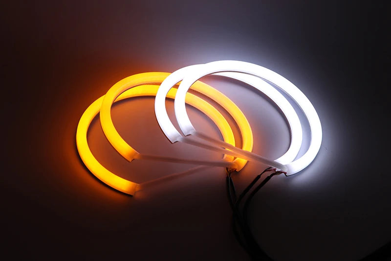 For BMW 5 Series E39 525i 528i 530i 540i White Yellow Dual and White Cotton LED Angel Eyes Kit  Ring DRL Turn Signal Light