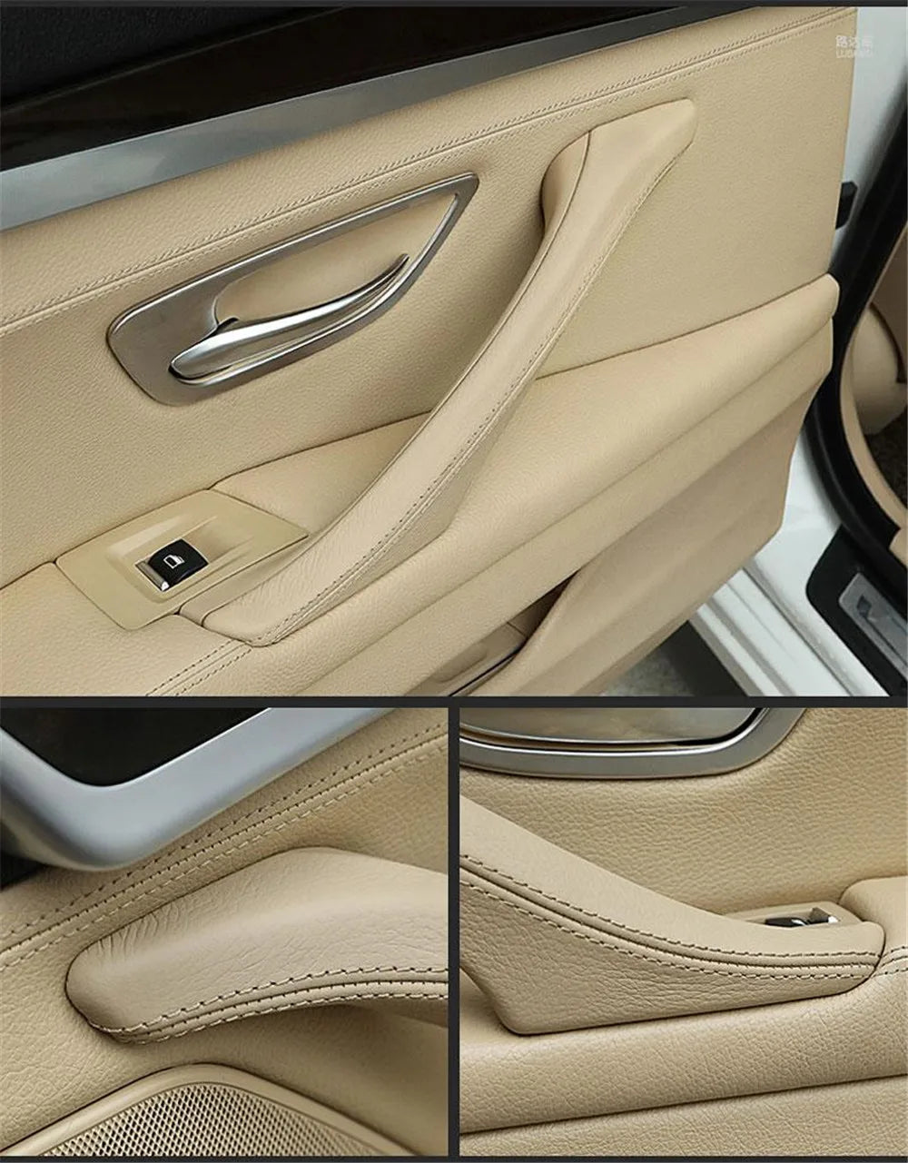 Left Hand Drive LHD Leather Interior Door Pull Handle Assembly Set for BMW 5 Series F10 F11 F18 520 523 525 528 530 535