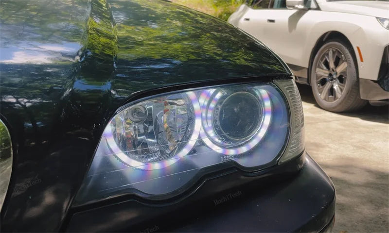 For BMW 3 5 7 Series E46 E39 E38 Colorful RGBW Cotton LED Angel Eyes Revolving Dynamic Light Sequential Flowing with Turn Signal