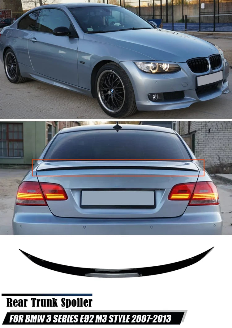 For BMW Accessories 3 Series E92 Coupe 332d 335i M3 Style 2007-2013 Car Black Boot Rear Trunk Wing Roof Spoiler Lip Cover