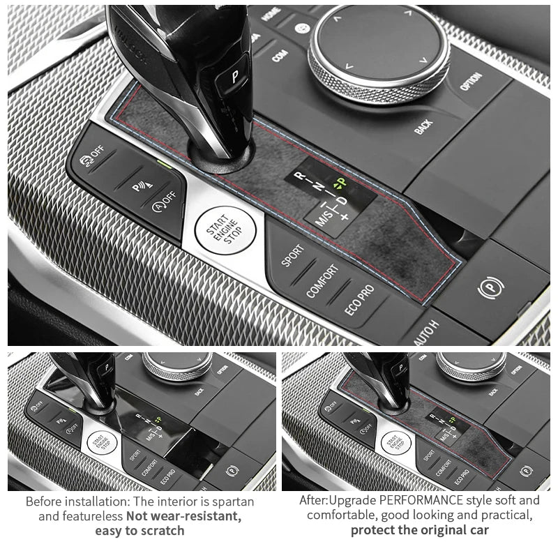 Made of Alcanrata For BMW G20 G22 G07 F44 i4 G29 X3 G01 X5 G05 G06 Gear Shifter Panel Frame Sticker Car Interior Trim Accessory