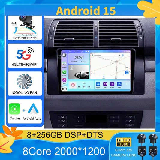 Android Autoradio 15 For BMW X5 E39 E53 1999 - 2006  Multimedia Video Player Stereo Navigation GPS No 2din 2 din dvd