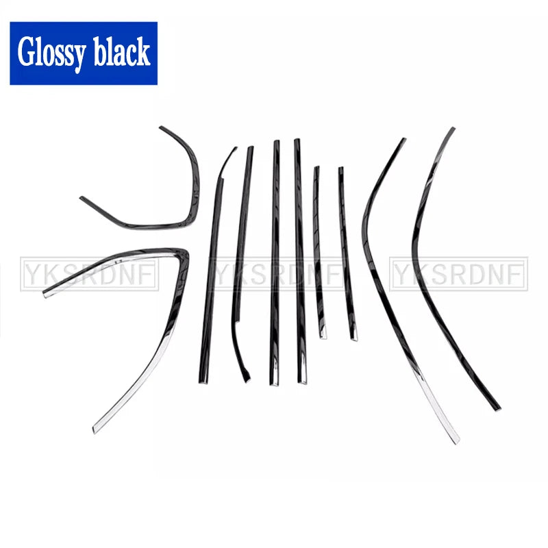 Stainless Steel Car Door Full Window Frame Window Sill Molding Trim Cover For BMW X5 E70 F15 G05 2008-2021 (black silver)