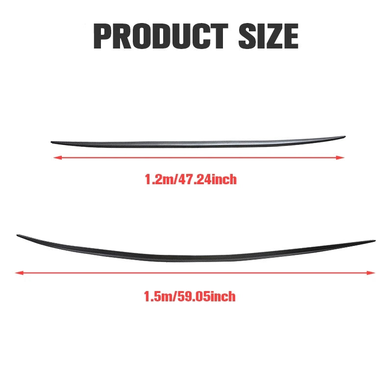Universal Soft Car Spoiler Sticker Trim Trunk Wing 1.2/1.5m Black Bonnet Hatch Gate Lightweight Lip PU Roof Flexible New