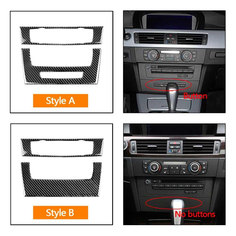 For BMW E90 E92 E93 3 Series Accessories Car Interior Real Carbon Fiber Air Conditioning CD Console Panel Cover Trim Car Styling