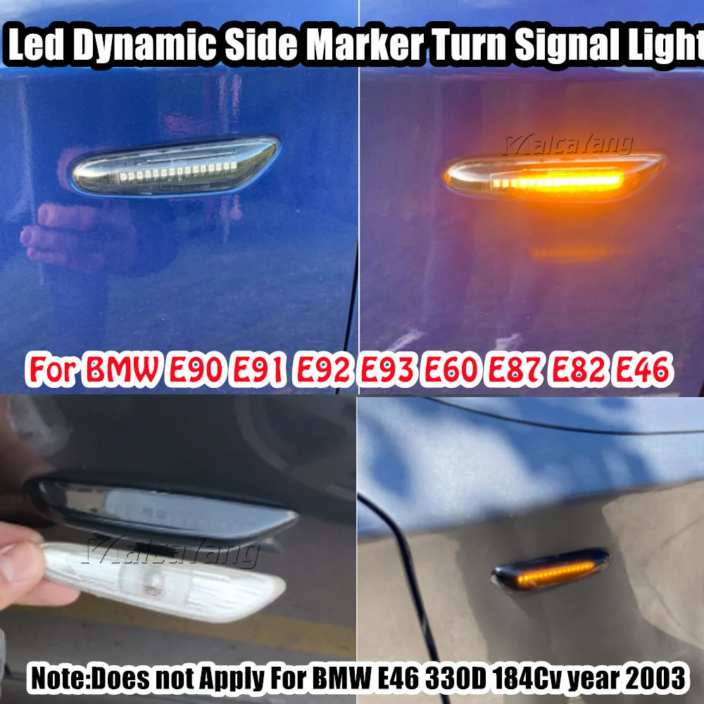 2x Dynamic LED Fender Light Side Marker For BMW 1 3 5 serie E46 E60 E61 E81 E82 E87 E88 E90 E91 E92 E93 X1 E84 X3 E83 X5 E53