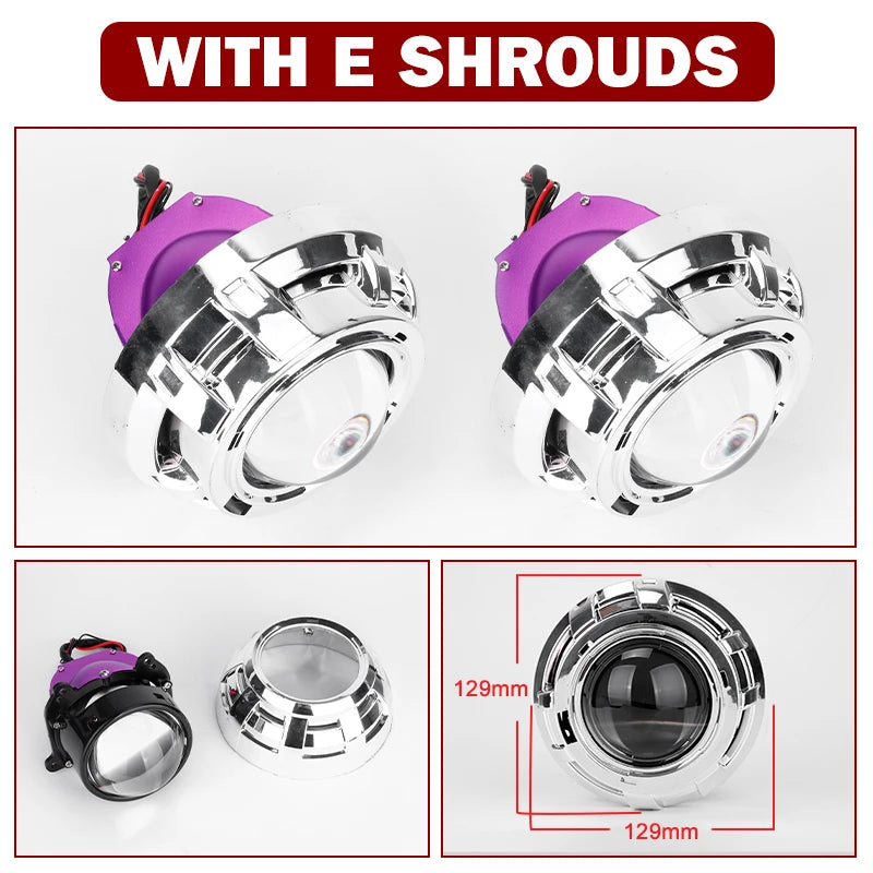 12+6pc Chips 3.0 Inch Bi Led Projector Lens Halo Lights H4 H7 9005 9006 Car Headlights Hella 3R G5 Angel Eyes High Low Beam LED