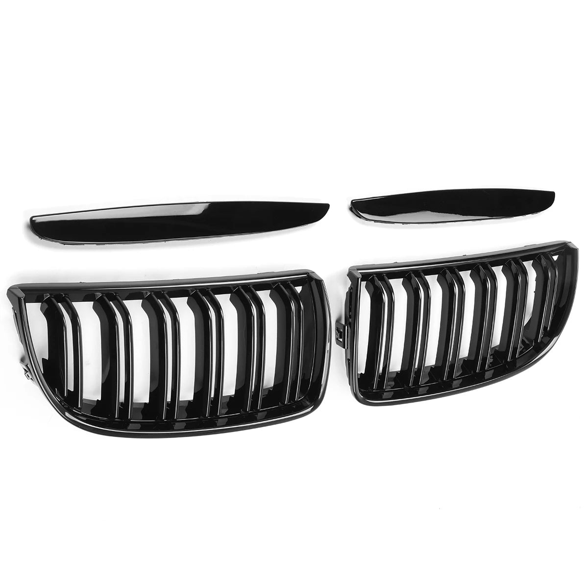 Car Grille Grill Front Kidney Gloss Black Double Slat Hood Grille For BMW E90 E91 Pre-Facelift 2005 2006 2007 2008 Racing Grills
