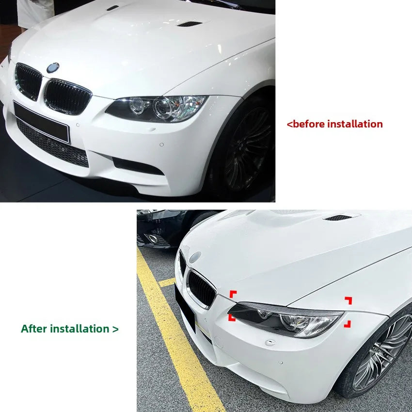 ABS Gloss Headlight Eyebrows Eyelids 2Pcs for BMW E92 E93 3 Series 325i 330i 330d 335i 335d Pre-LCI 3D Stickers Car Accessories