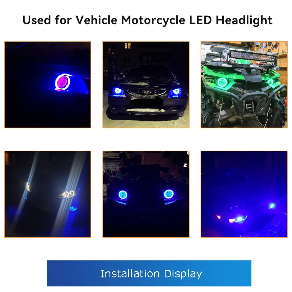 1Pair COB Angel Eyes Halo Rings For LED Car Motorcycle Scooter Headlights 12V With Cover 60mm 80mm 120mm 70mm 90mm 100mm 110mm