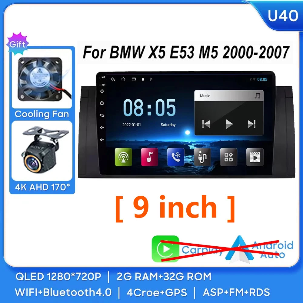 7 inch Android Auto car Radio GPS Navigation For BMW 5 Series E39 X5 E53 M5 1996-2003 Multimedia Player Video 4G WIFI 2din DVD