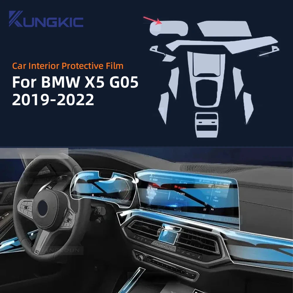 For BMW X5 G05 2019-2022 TPU Gearbox Panel Navigation Automotive Interior Screen Protective Cover Film Anti-Scratch Sticker