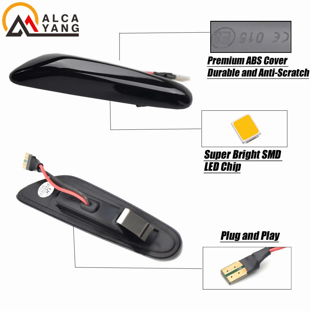 2x Dynamic LED Fender Light Side Marker For BMW 1 3 5 serie E46 E60 E61 E81 E82 E87 E88 E90 E91 E92 E93 X1 E84 X3 E83 X5 E53