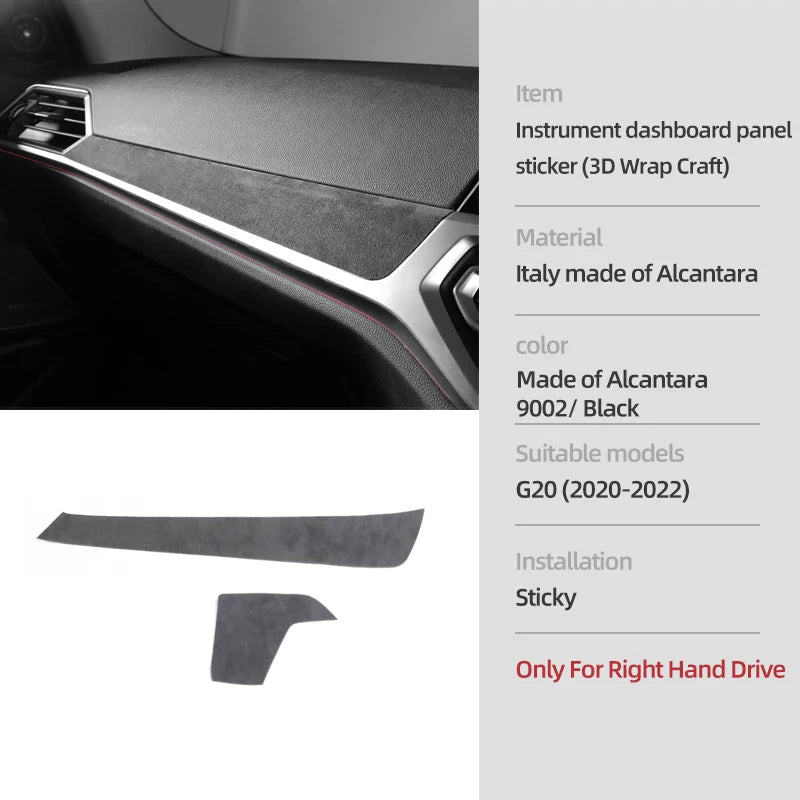 For BMW G20 G28 G23 Serie 3 4 Made of Alcantara Center Console Gear Shift Knob Panel Cover Trim Sticker Car Interior Accessories