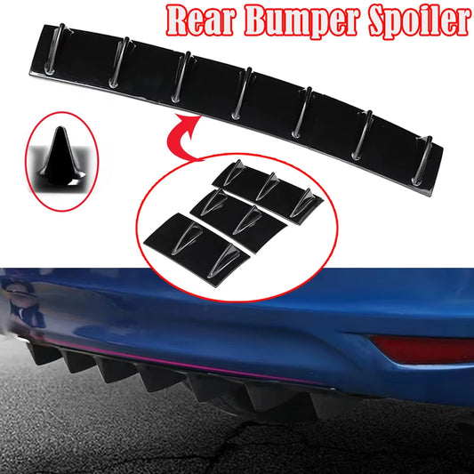 Glossy Black Rear Bumper Spoiler Diffuser 3PCS 7-Fin Lower Body Kit Modification for BMW E39 E60 E46 E90 F10 for Audi A4 B8 A6