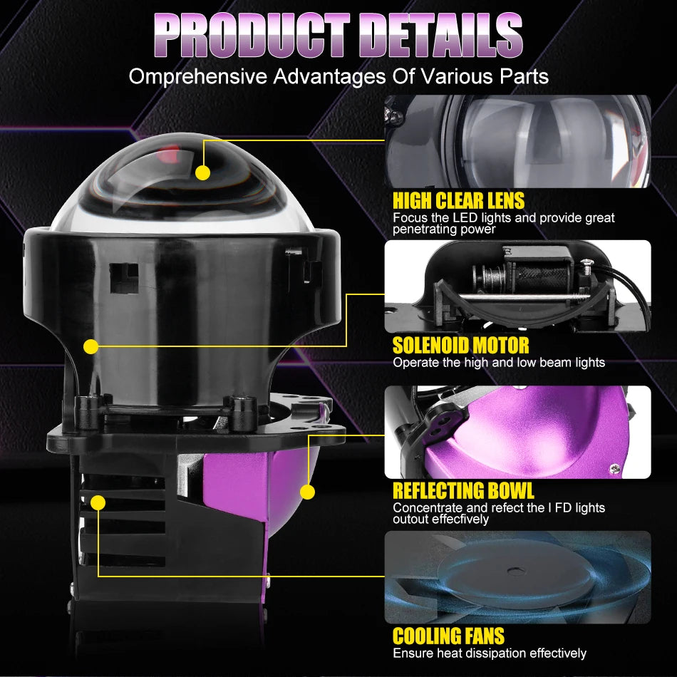 12+6pc Chips 3.0 Inch Bi Led Projector Lens Halo Lights H4 H7 9005 9006 Car Headlights Hella 3R G5 Angel Eyes High Low Beam LED