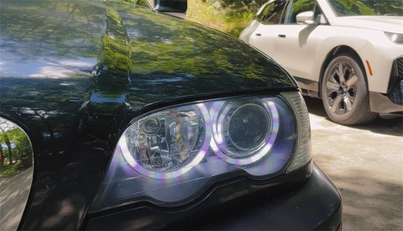 For BMW 3 5 7 Series E46 E39 E38 Colorful RGBW Cotton LED Angel Eyes Revolving Dynamic Light Sequential Flowing with Turn Signal