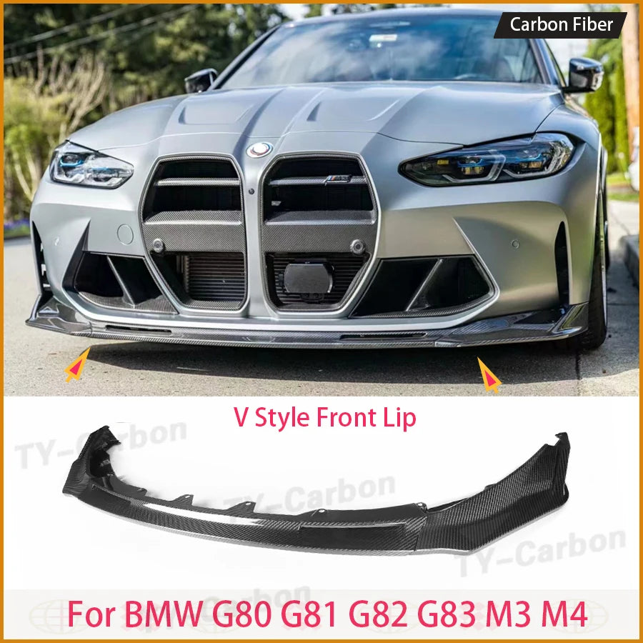 For BMW 3 Series 4 Series G80 G81 G82 G83 M3 M4 Real Carbon Fiber Front Lip  V BodyKit Bumper Splitter Car Accessories 2021-2023